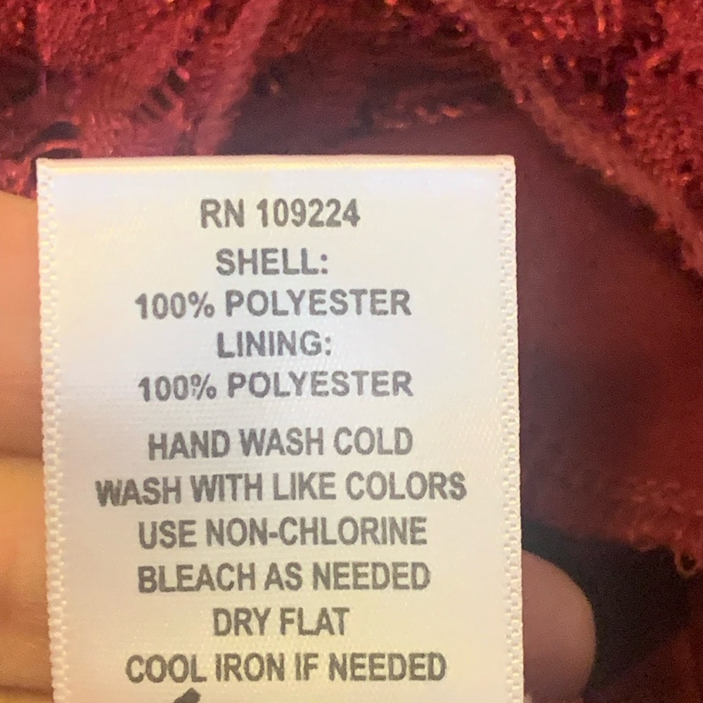 Indigo Soul Top 2XL Burgundy Shark bite Tunic Lined Lace Overlay 3/4 Lace Sleeve - Picture 3 of 9